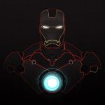 Iron Man with glowing eyes and glowing chest