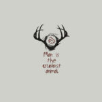 True Detective wallpaper featuring deer antlers and a red spiral with man is the cruelest animal text